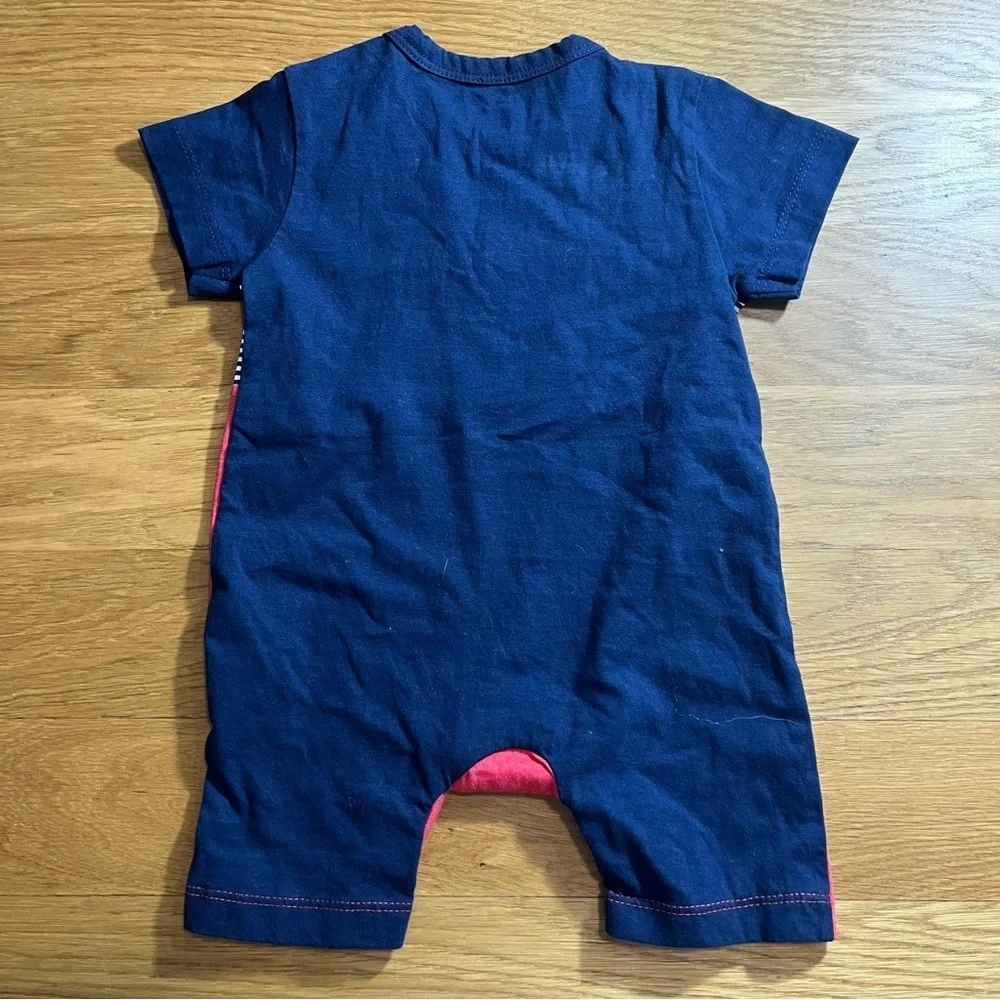 SET OF 2 NWOT DKNY Baby Boys Rompers 3-6M Summer One-Piece Red White Blue